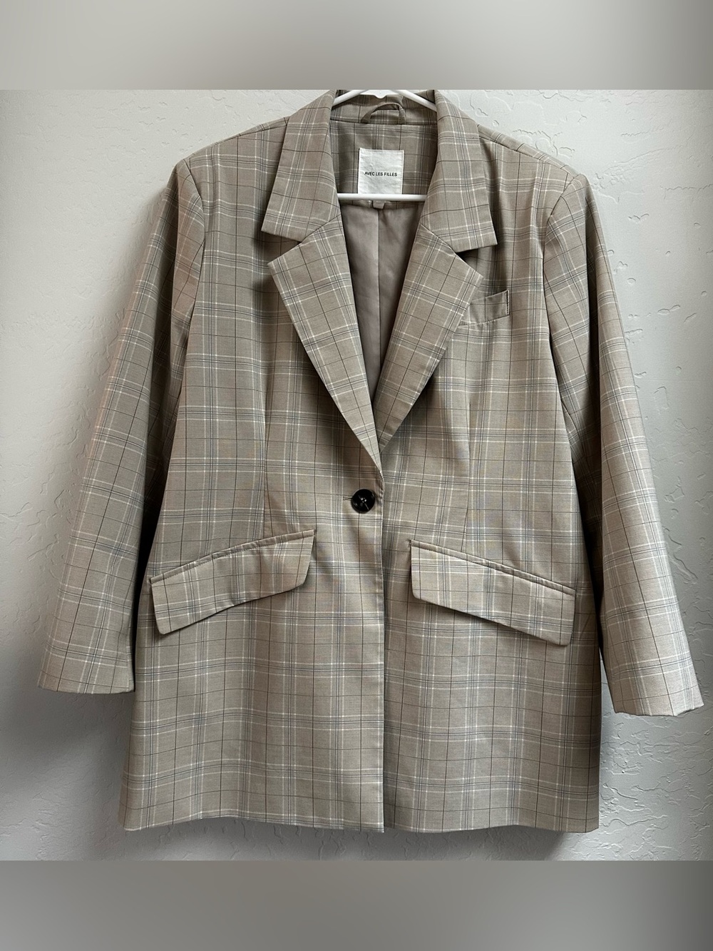 Anthropologie Avec Les Filles Oversized Plaid Blazer Jacket Women’s Size XL